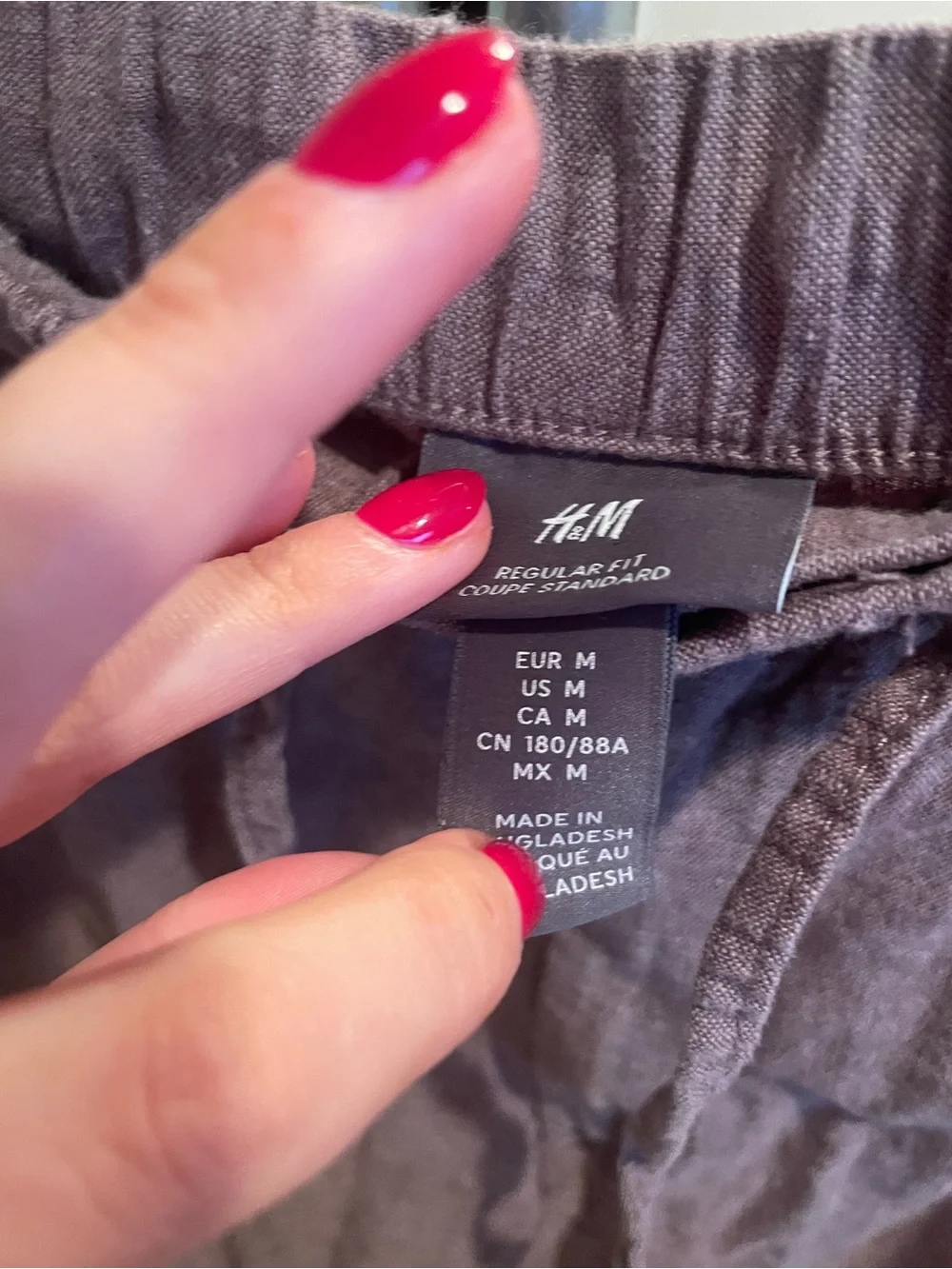 H&M Men's Linen-Blend Drawstring Pants in Dark Brown
